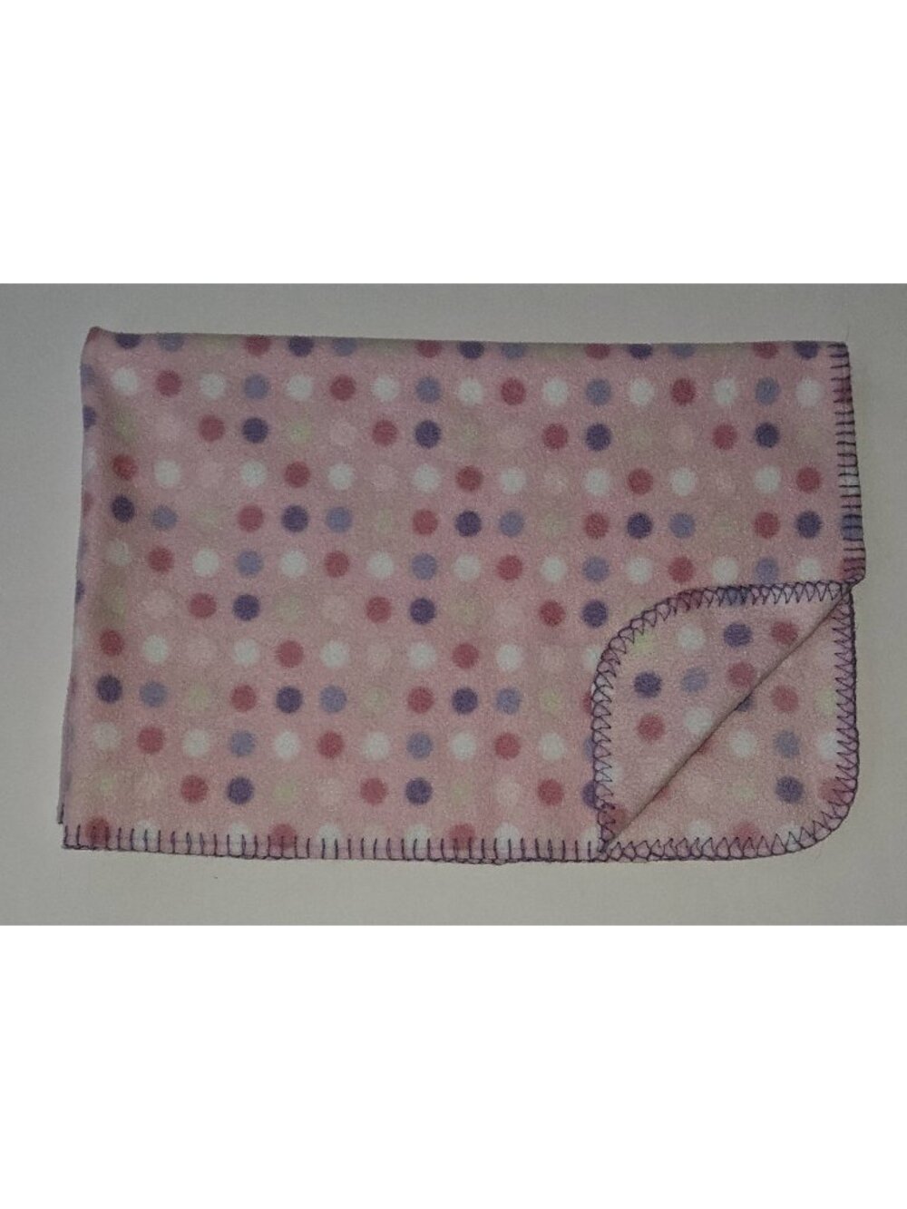 Parent's Choice Pink Polka Dots Fleece Baby Blanket 30x40 White Purple Green